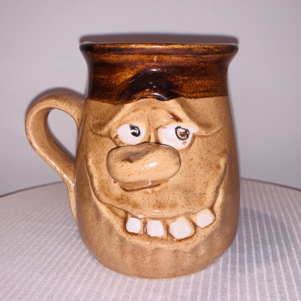 Pretty Ugly Pottery Funny Face Hand Thrown Pottery Glazed 3D Mug